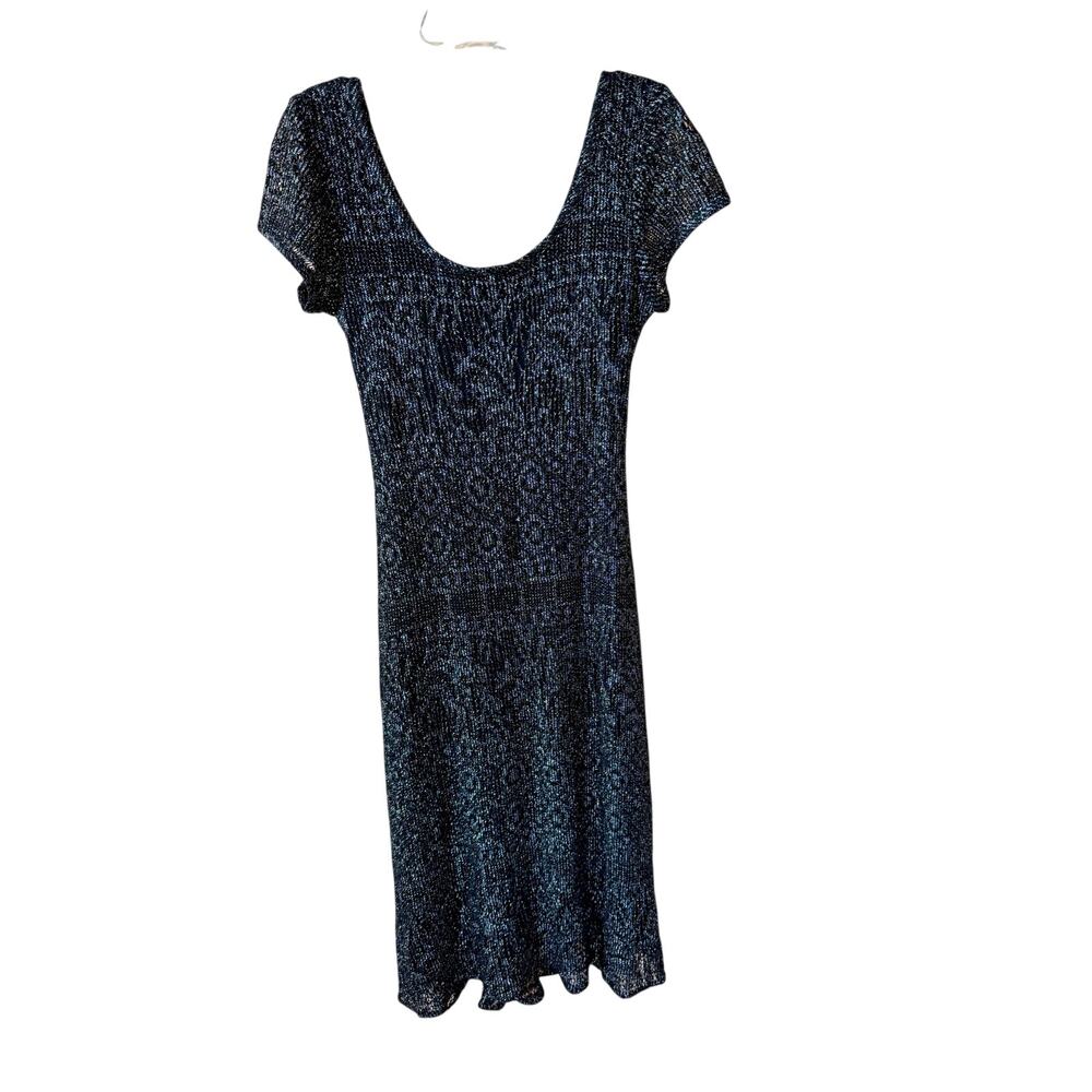 Superstition New York Vintage black metallic scoop neck bodycon midi dress szXS